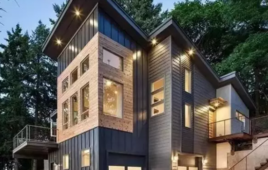 塑木共擠材料用于塑木屋別墅外墻實例